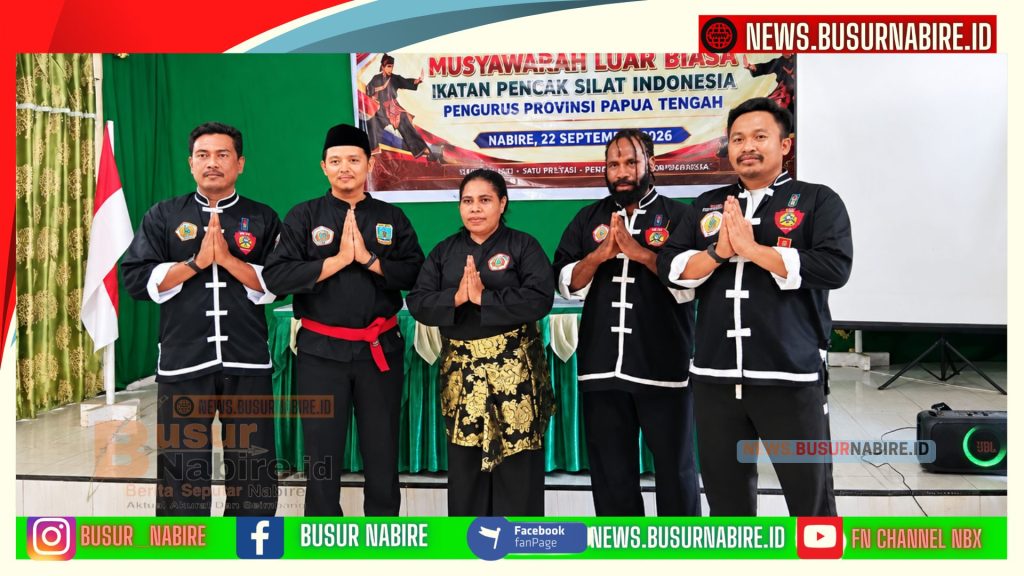 Keterangan foto: Peserta Musyawarah Luar Biasa IPSI Papua Tengah berfoto bersama seusai penetapan Ketua Umum IPSI Papua Tengah periode 2023–2027 di Aula Kantor Kementerian Agama Nabire, Selasa (22/9/2026).