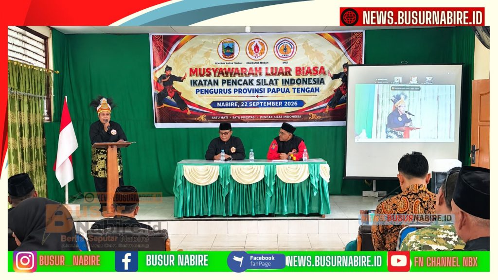 Keterangan foto: Peserta Musyawarah Luar Biasa IPSI Papua Tengah berfoto bersama seusai penetapan Ketua Umum IPSI Papua Tengah periode 2023–2027 di Aula Kantor Kementerian Agama Nabire, Selasa (22/9/2026).