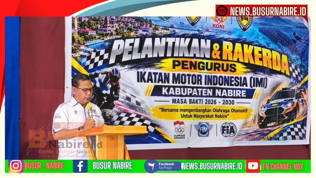 Akhyar Zulkarnain Bacakan Susunan Pengurus IMI Nabire Periode 2026–2030 (Foto: BusurNAbire)